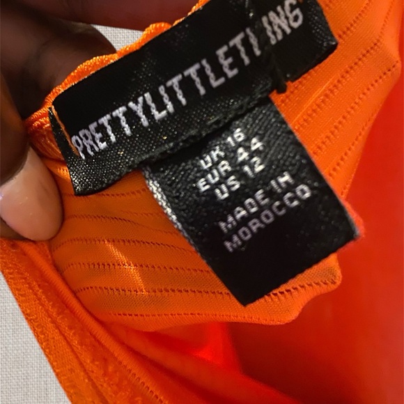 Vibrant Orange Ruched Dress.  Ruched Front Detail
#N066 - Picture 10 of 12